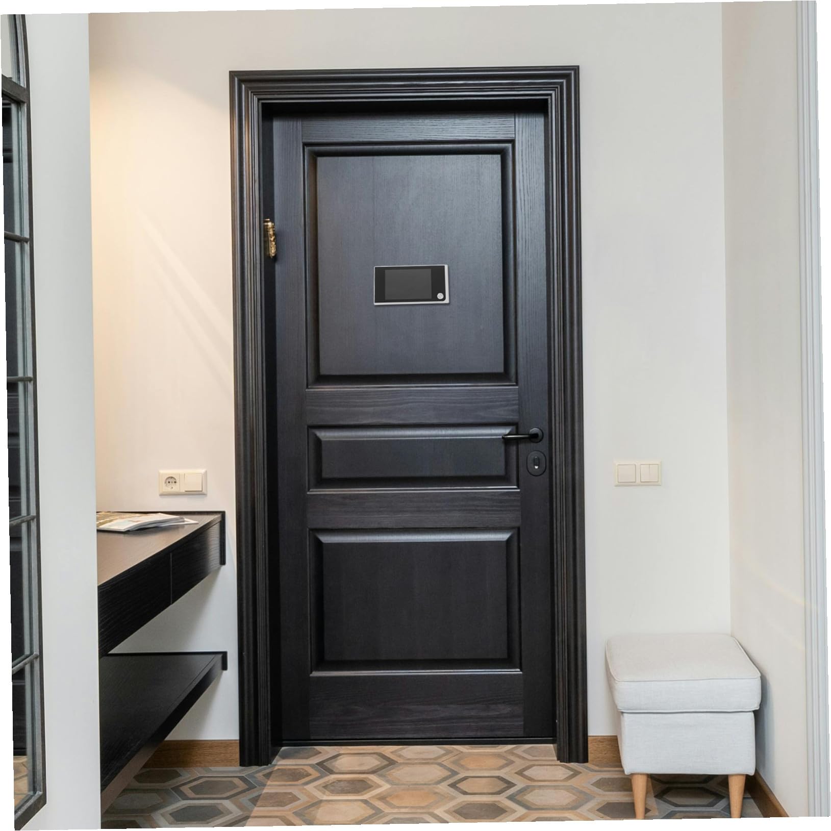 Mirilla Electrónica para Puerta con Visión en Alta Definición y Ángulo Amplio de 120 Grados, Fabricada en Plástico y Metal para Hogares y Oficinas