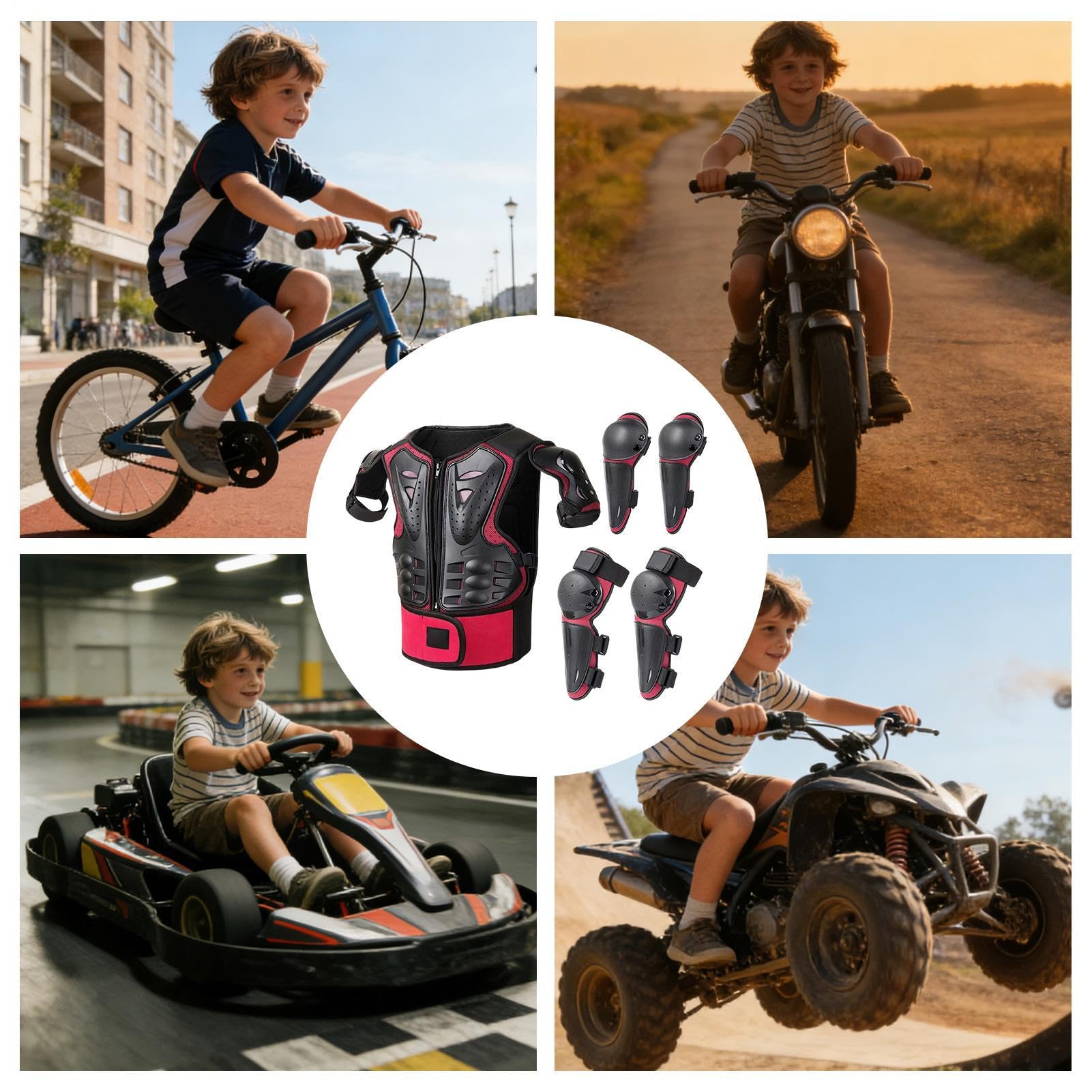 Équipement de Moto Tout Terrain pour Set de Protection 5 Pièces Réglable | Équipement De Protection Thoracique Cyclisme Pour Garçons VTT Trottinette Patinage Skateboard Sport Extérieur