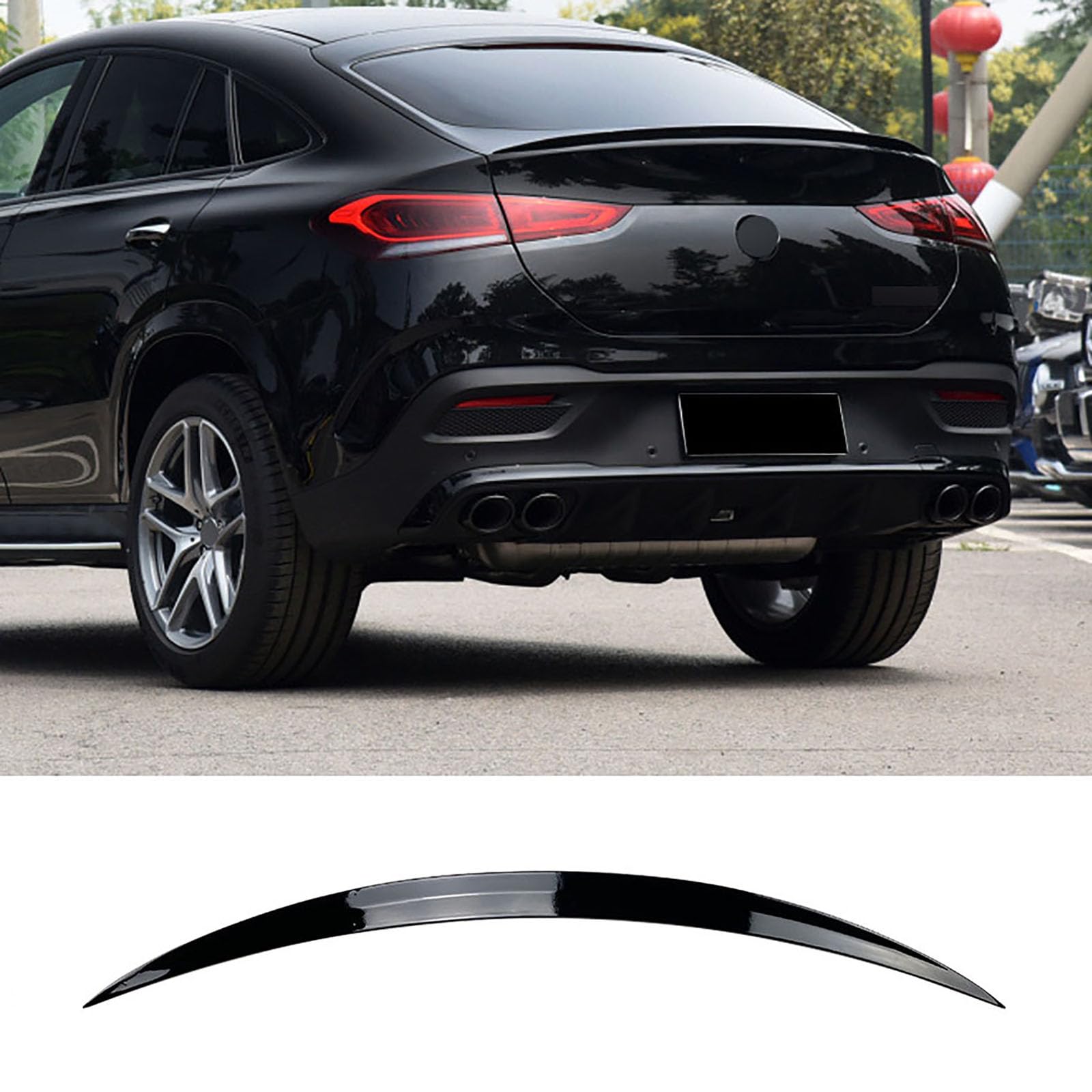 Compatible with Benz GLE Coupe C167 2020 UP GLE350 GLE450 GLE53 AMG, Trunk Top Spoiler Lip Tail Wing Car Styling Body Kit Accessories Black,Glossy Black