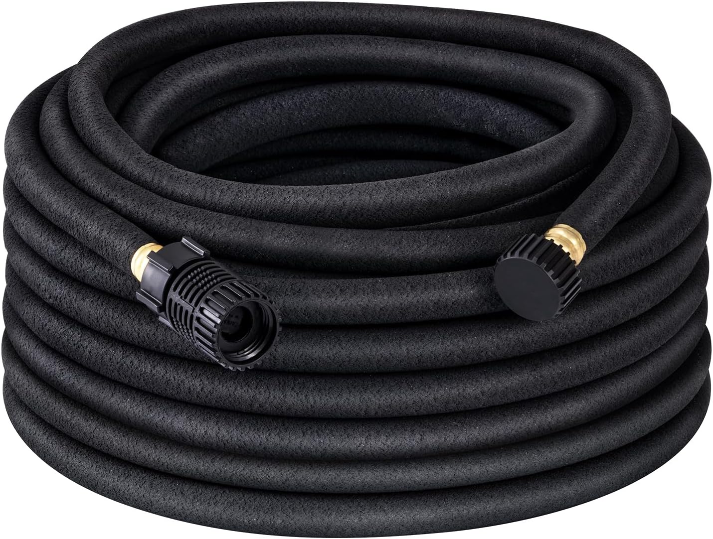 DEWENWILS Soaker Hose 75FT for Garden Beds, 5/8 Inch Round Drip Hose with Pressure Regulator, Flexible Leakproof, Save 75% Water, Irrigation Hose for Vegetable, Fruit Beds, Shrubs, Lawn, Yard