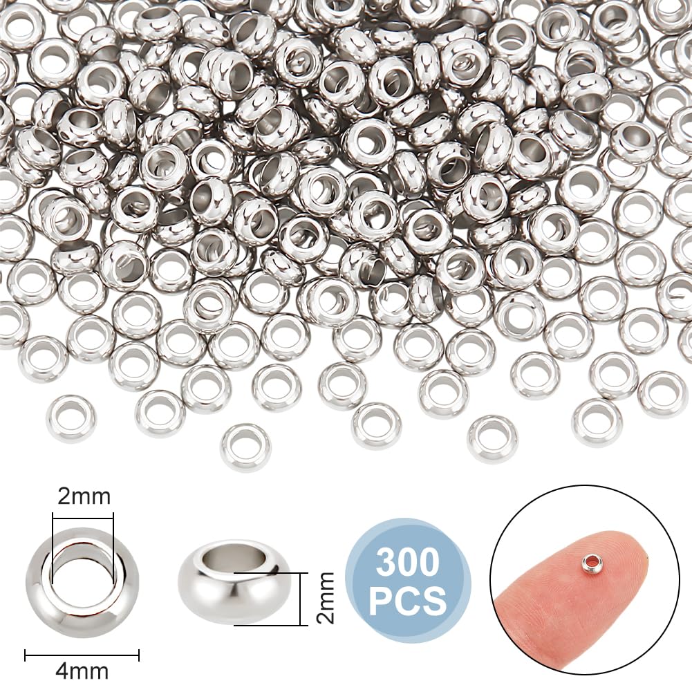 Positioning Bead 4mm Stainless Steel Positioning Spacer Beads Jewelry UNICRAFTALE 40 ...