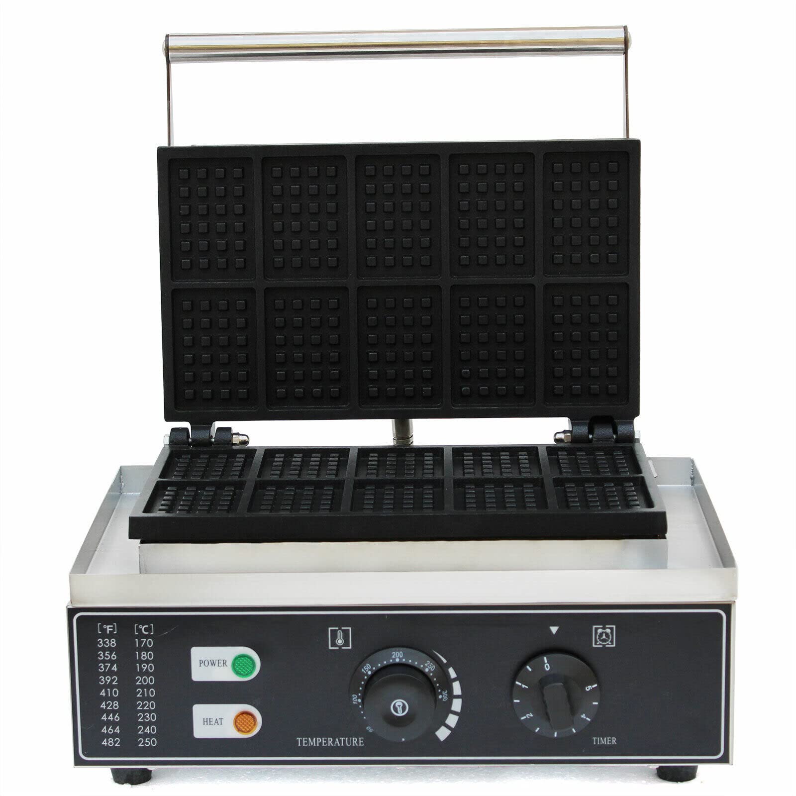 Komercyjna elektryczna gofrownica 1500 W, 50 ~ 300 ℃, nieprzywierająca, do muffinek
