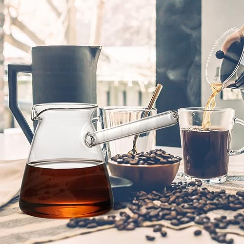 Miniatura 8 de Paquete de 1 vaso de chupito de espresso con asa, olla de café turco de vidrio grueso para hervir 15.2 onzas, transparente