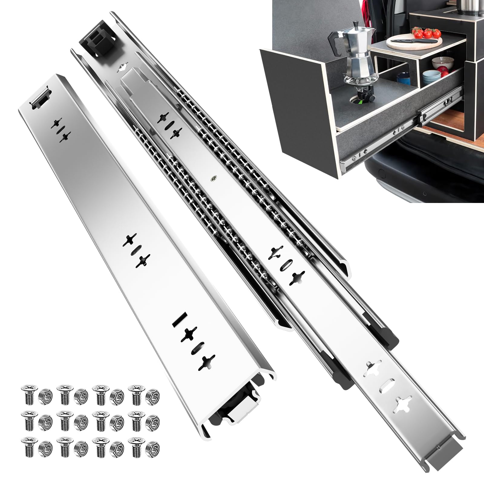 ToBeGreat Heavy Duty Drawer Runners Drawer Slides Without Lock 850mm 120kg Load Capacity Extension Ball Bearing Rails for Tool Cabinets, Van, Truck Storage - Side Mount 1 Pair, 34inch
