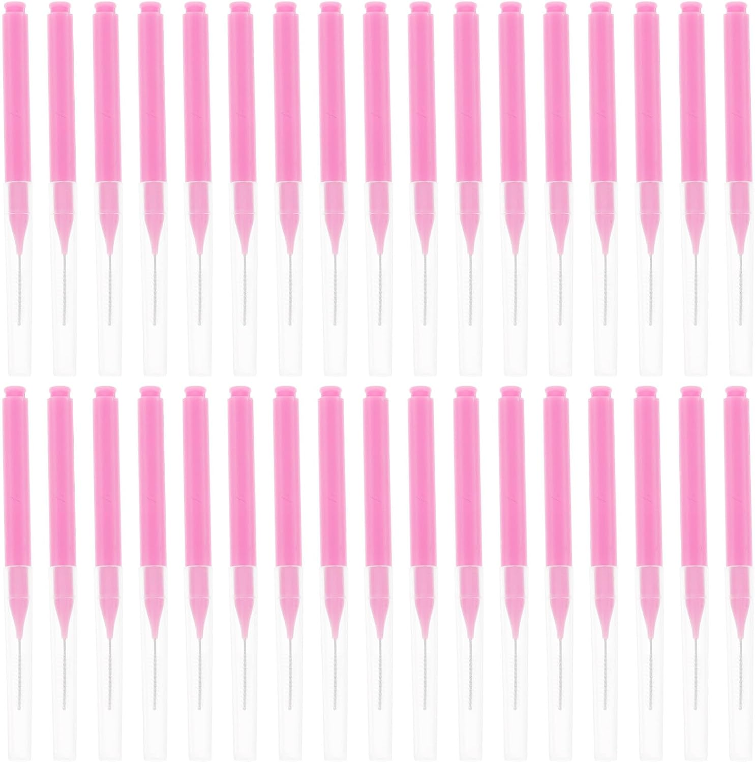 100pcs Pink Interdental Brushes Soft Tufted Toothpick Flossers for Braces and Gum Care Oral Cleaning Between Teeth