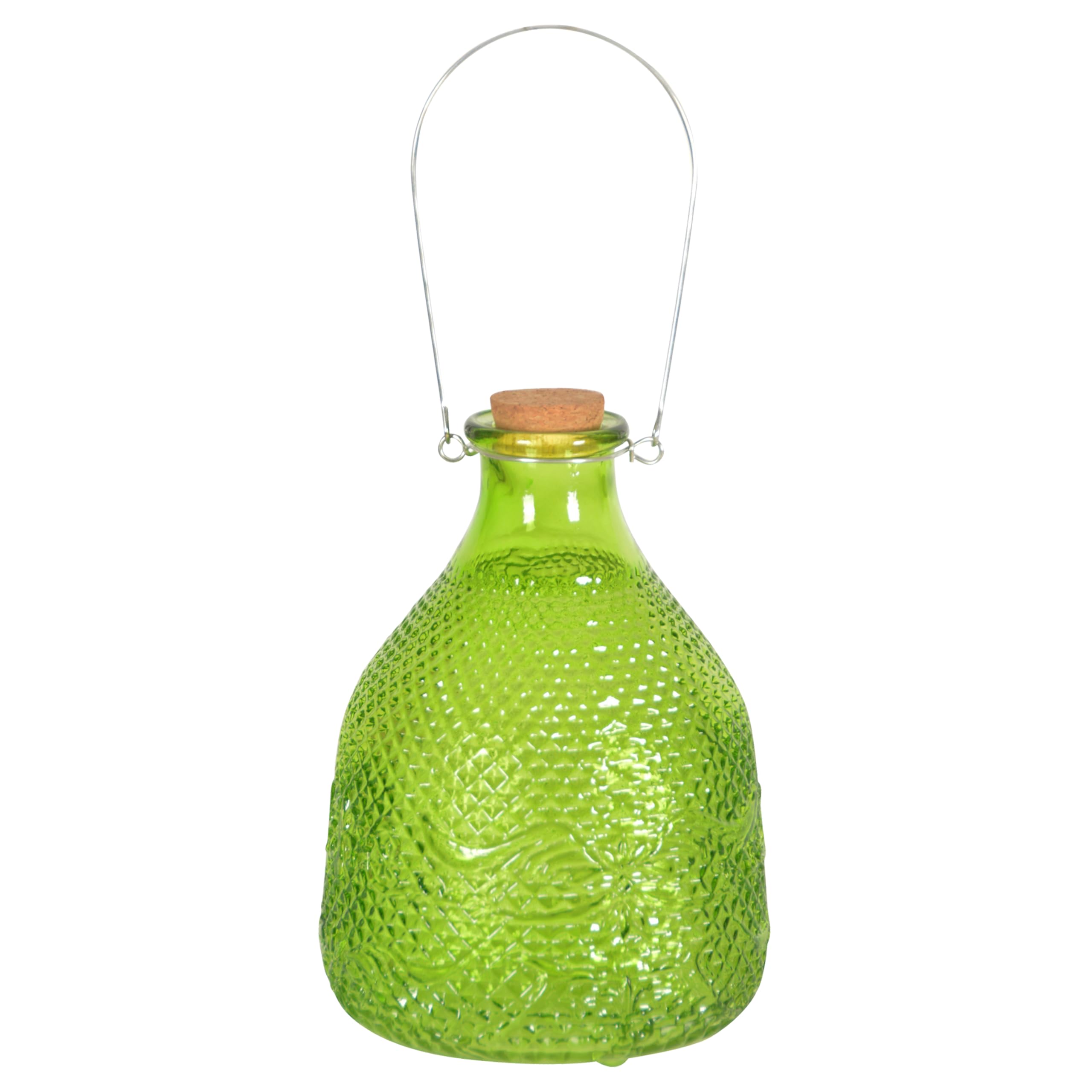 1x WASP TRAP Extra Large Catcher Glass Bottle with Metal Hanger By CKB LTD - Traditional Attractive Hanging Honey Pot Design Insect Catcher Trap Indoor Outdoor Garden Pest Control (Green)