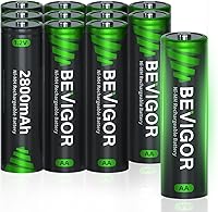 Vista 9 de BEVIGOR Pilas recargables AA 2800 mAh de alta capacidad 1500 ciclos, 1.2V NiMH de baja autodescarga Pila AA, 4