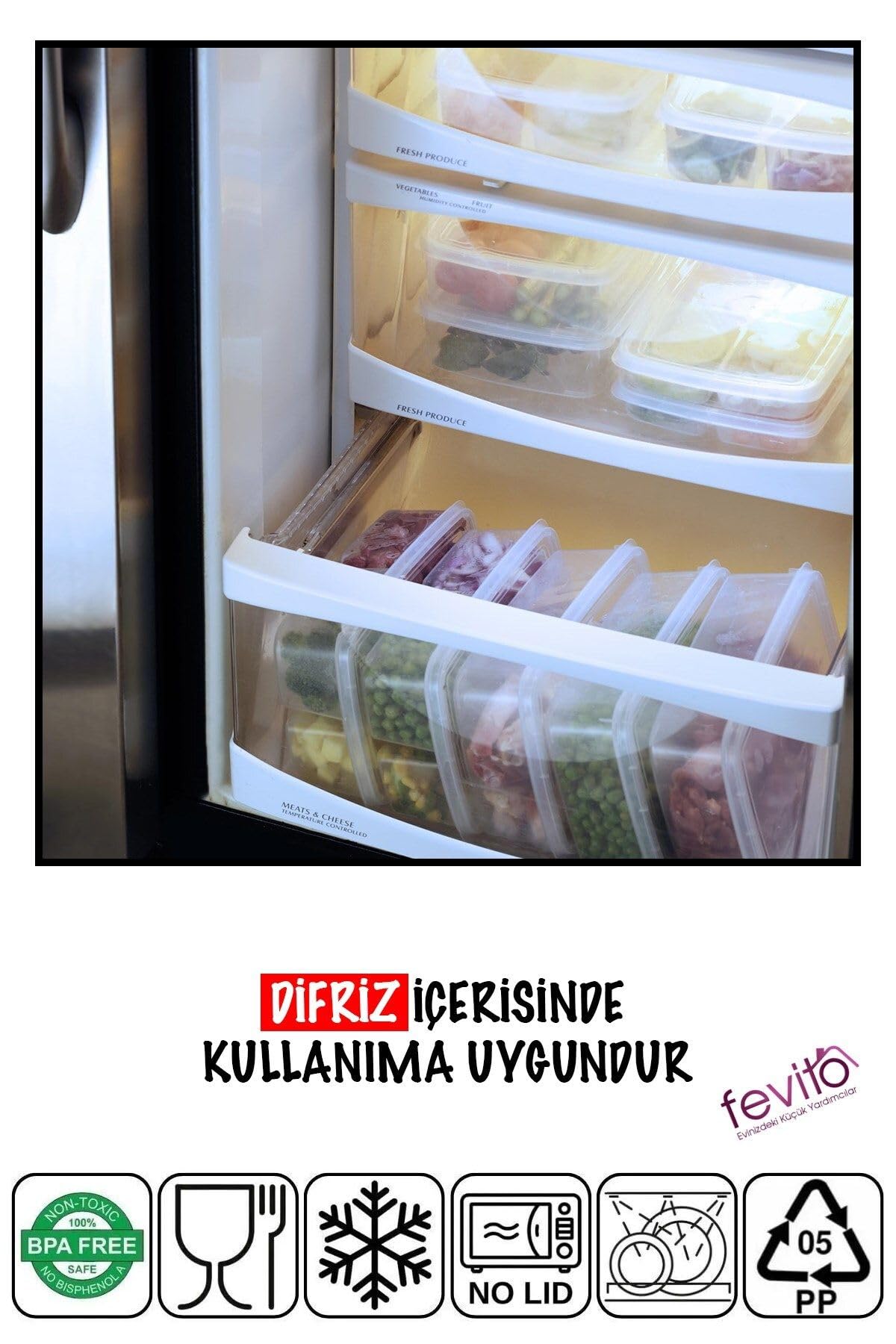 Fevito Mikrodalga Ve Difrizde Kullanılabilen Saklama Kabı Seti 9'lu Antrasit S-400