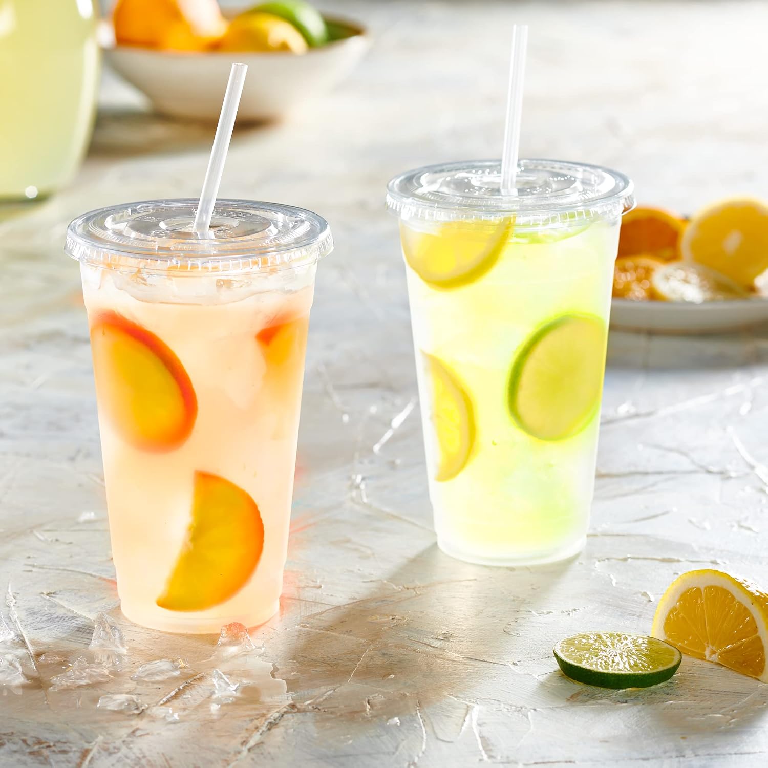 GUSTO Clear Plastic Cups with Flat Lids [24 oz - 50 Count] - Disposable Iced Coffee Cups with Lids - PET Plastic Cold Cups for Smoothies, Juices & To-Go Drinks - Formerly Comfy Package - Image 6