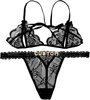 Custom Thongs with Name, Personalized Underwear&Bra Set, Funny Panties Lace Bikini
