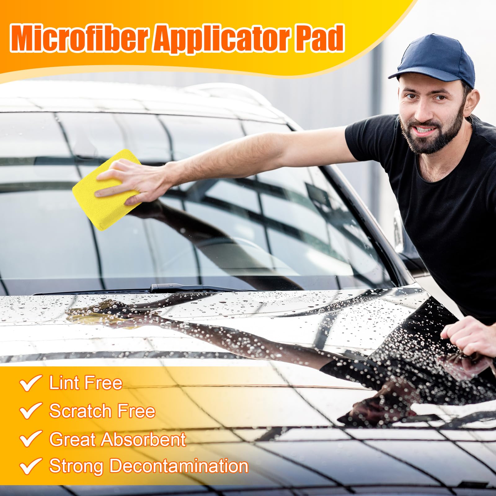 Riakrum 32 tamponi applicatori in microfibra per applicare schiuma di cera per auto, rivestimento in ceramica, applicatore per lucidare i pneumatici, per applicare schiuma di cera (giallo, grigio,
