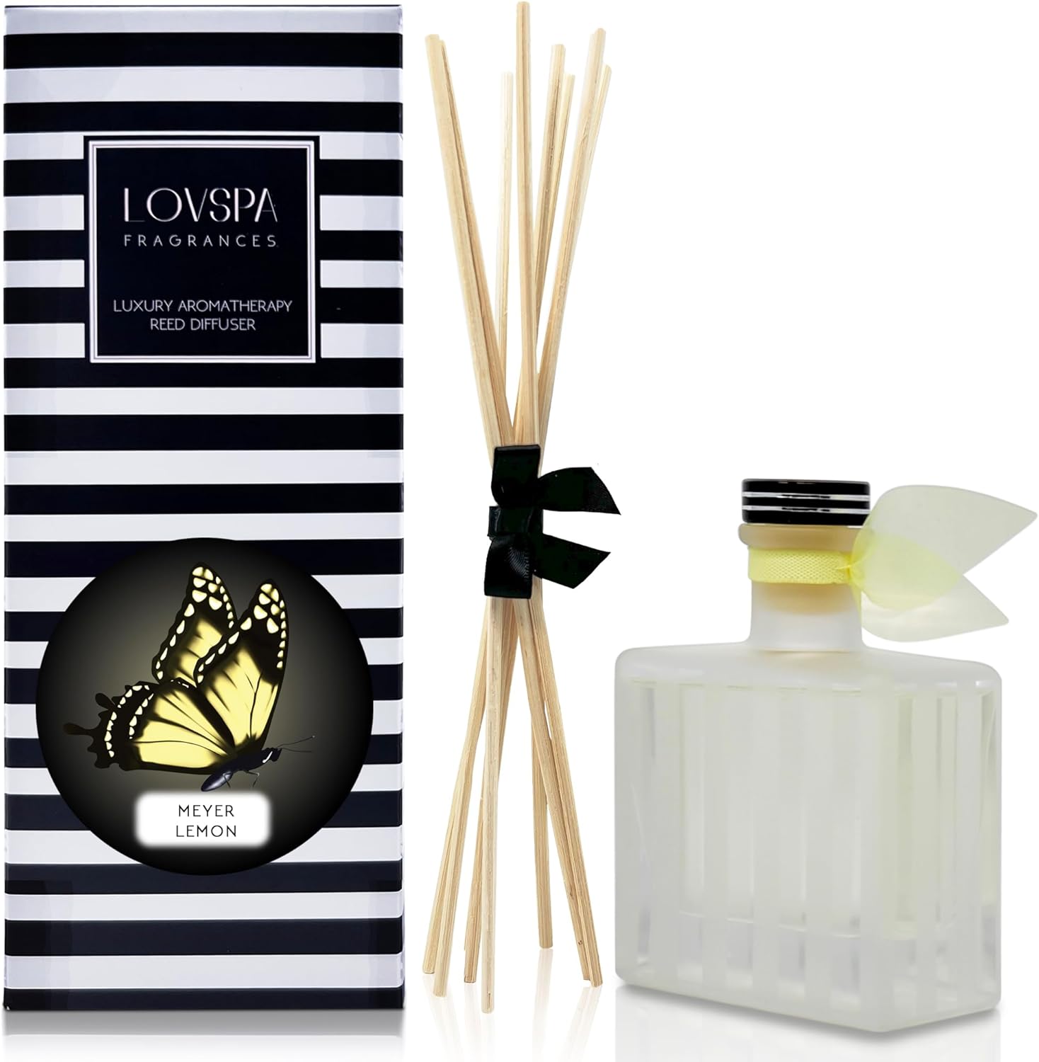 LOVSPA Meyer Lemon Reed Diffuser Refill, 4 oz, Bundle with Meyer Lemon Reed Diffuser Set - Made with Essential Oils in The USA