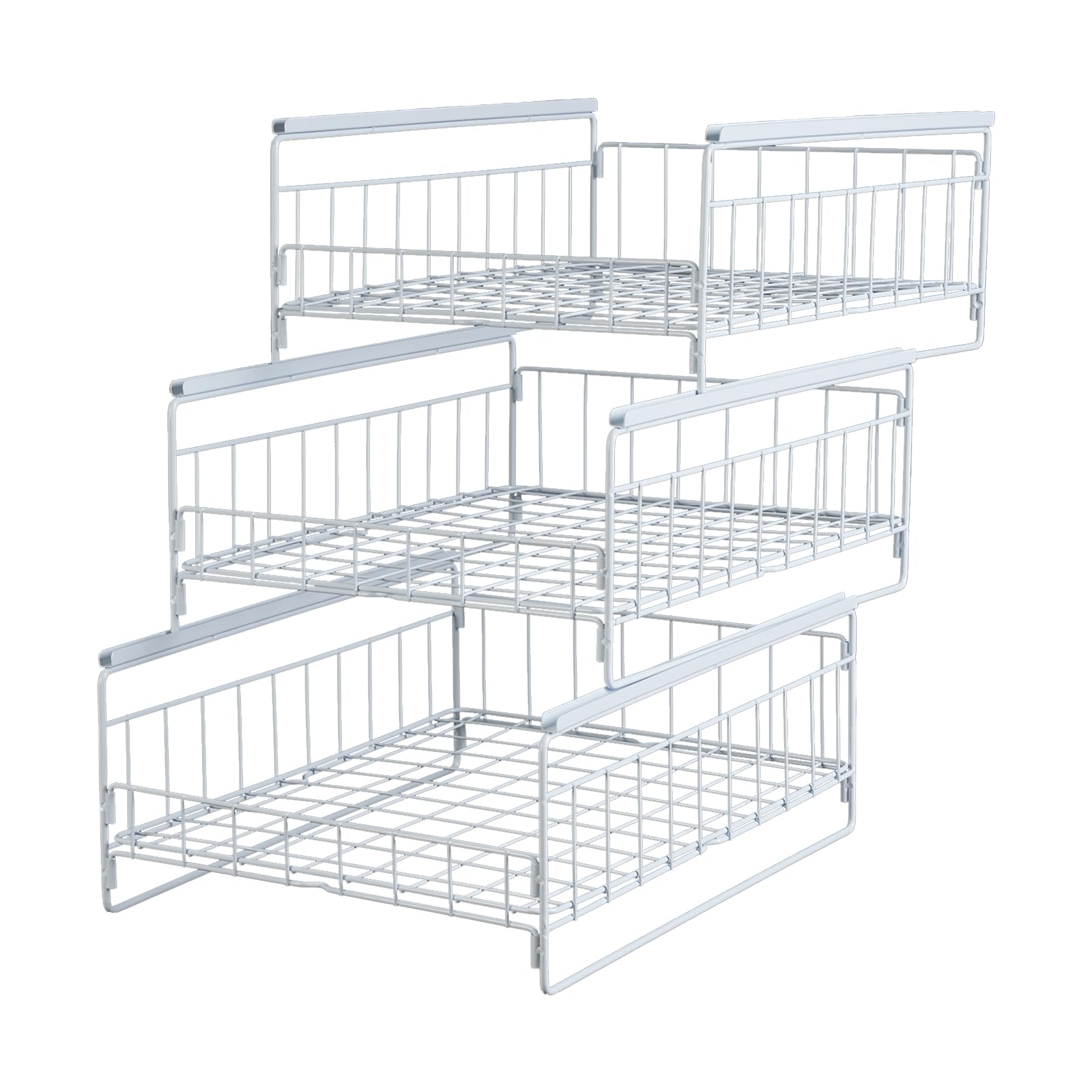 Tiroir Coulissant Cuisine à 3 Niveaux Armoire Organisateur Placard Cuisine Max.capacité de Charge 20kg pour Ranger Couverts, Assiettes, Cuillères, Fourchettes, Outils, Condiments