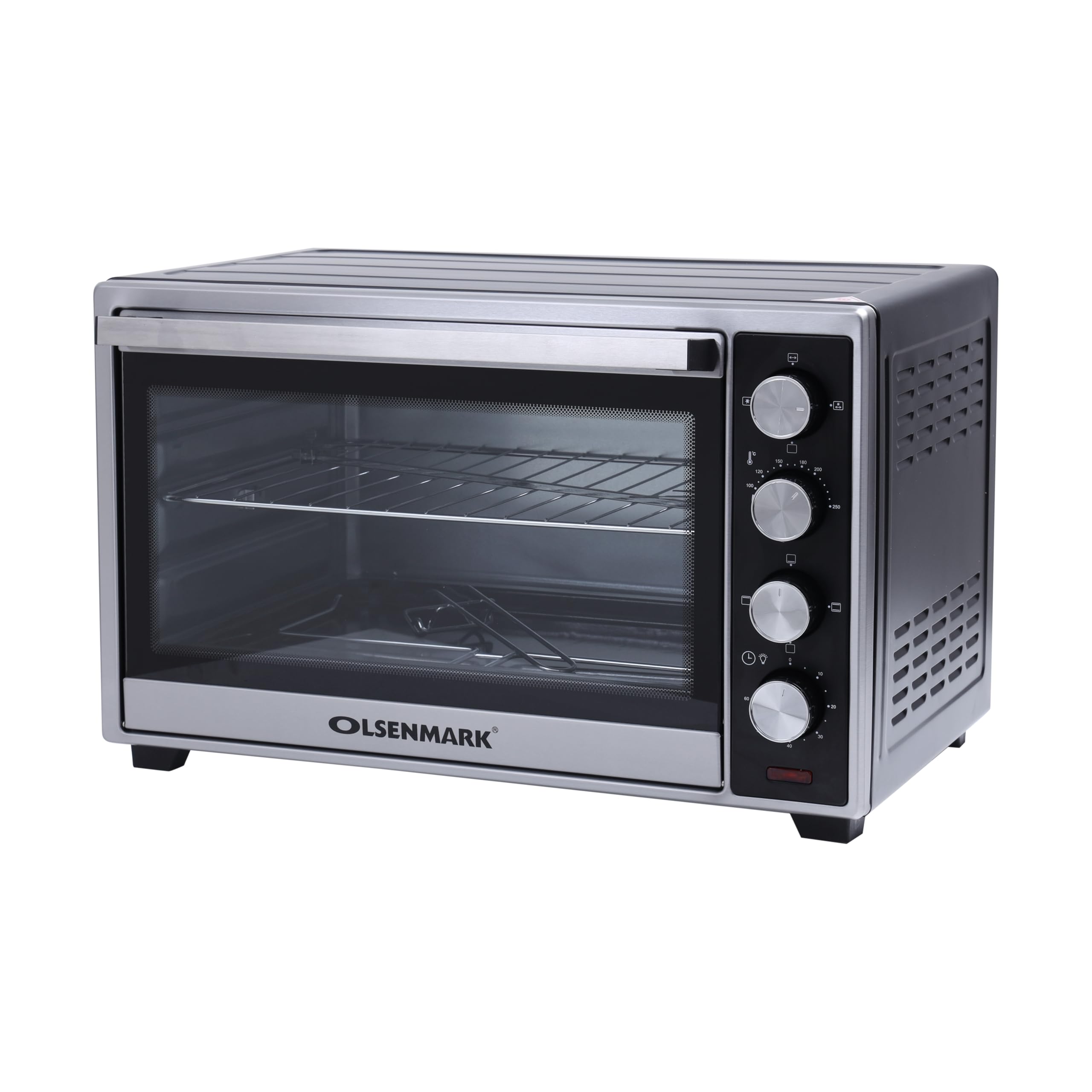 Olsenmark Electric Oven with Rotisserie, 45L - Electric Oven 2000W - 100-250 Adjustable Temperature, 60 min Timer Function - Multiple Cooking Functions & Grill - Accessories Included - 2 Year Warranty