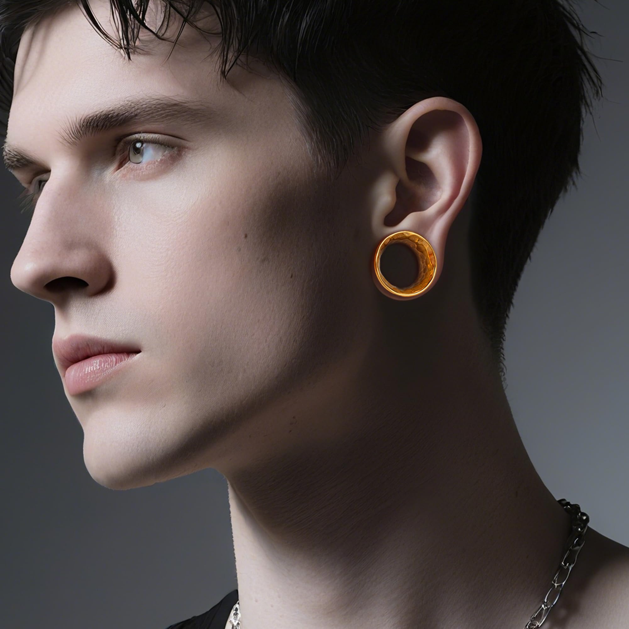 Vankula Ohr Tunnel 1 Paar Double Flared Flesh Plugs Klassisch gehämmert Edelstahl Ohrpiercing ohrloch dehnen Schmuck für männer damen 8mm bis 19mm