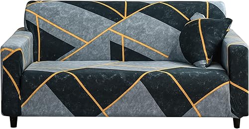 JOYDREAM 1 funda elástica para sofá de 4 plazas con estampado, funda elástica para sofá, funda universal para sillón de 4 plazas con 1 funda de