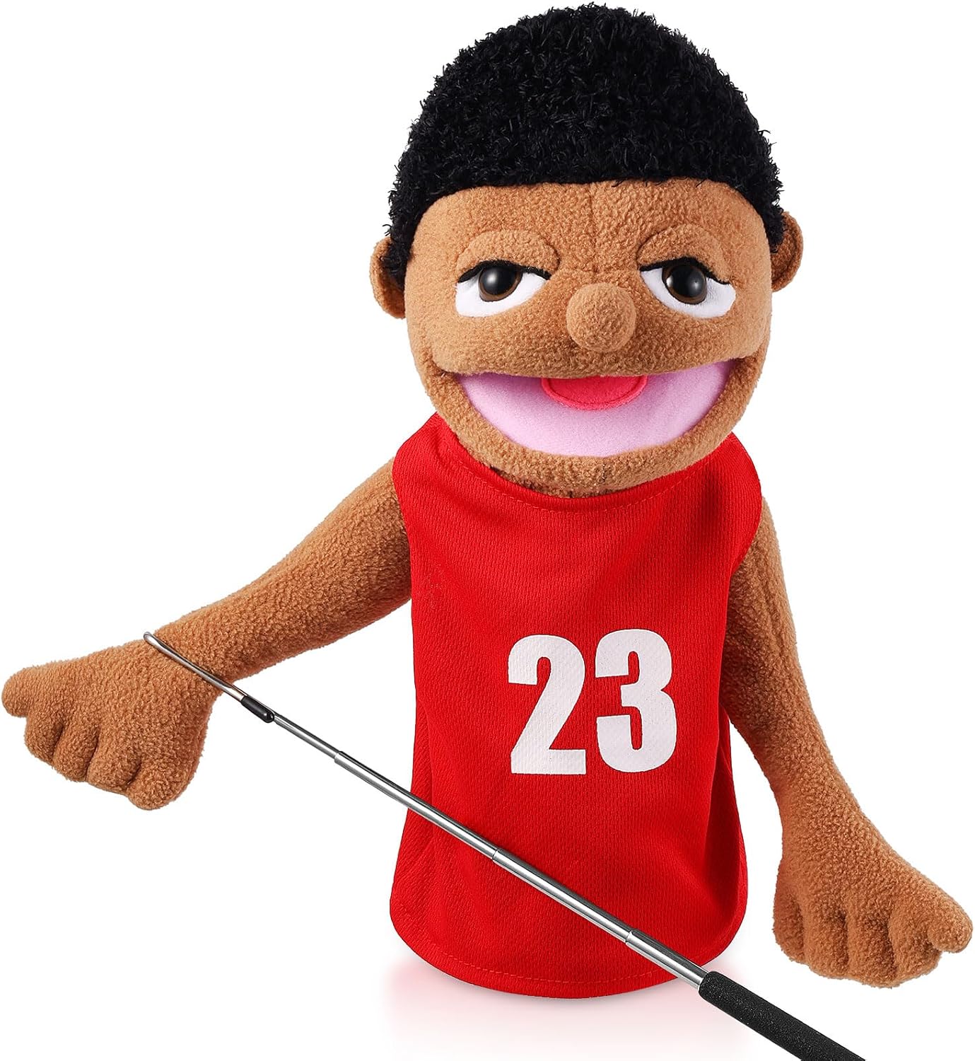 Role Play Hand Puppets Plush with Control Rod Chef Doctor Fireman Pirate Detective Athlete Nurse Worker Hand Puppet Toys for Kids Storytelling Imaginative Pretend Play Teaching Preschool(Athlete)