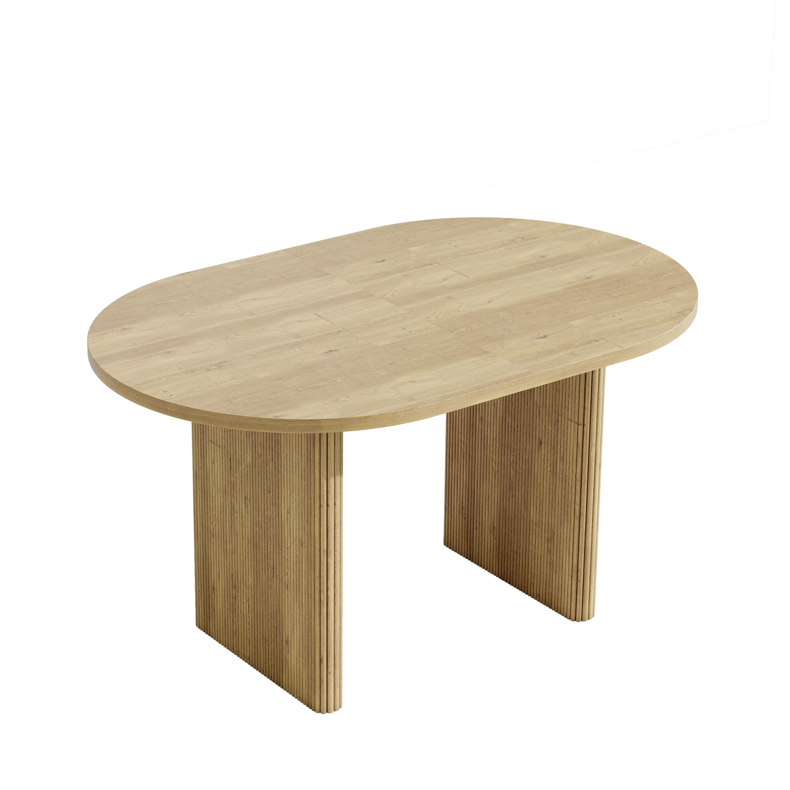 Mesa de comedor, extensible, 140/200x90 cm, para 6 a 8 personas, mesa de cocina con tablero de 3 cm, esquinas redondeadas y patas con láminas, mesa de comedor moderna, aspecto nogal (Oak)