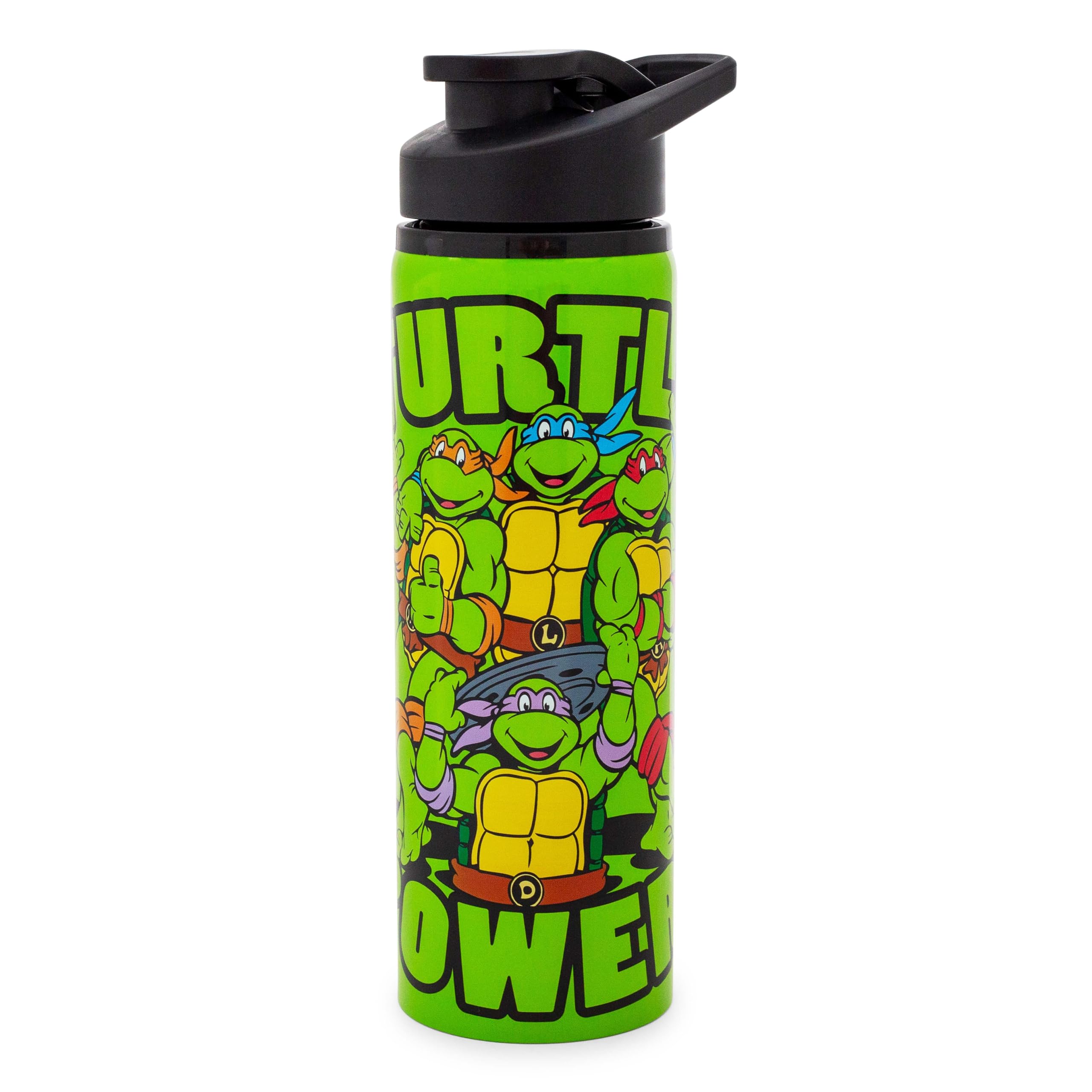 Silver Buffalo NT1389ST Nickelodeon Teenage Mutant Ninja Turtles Turtle Power Stainless Steel Water Bottle, 25-Ounces