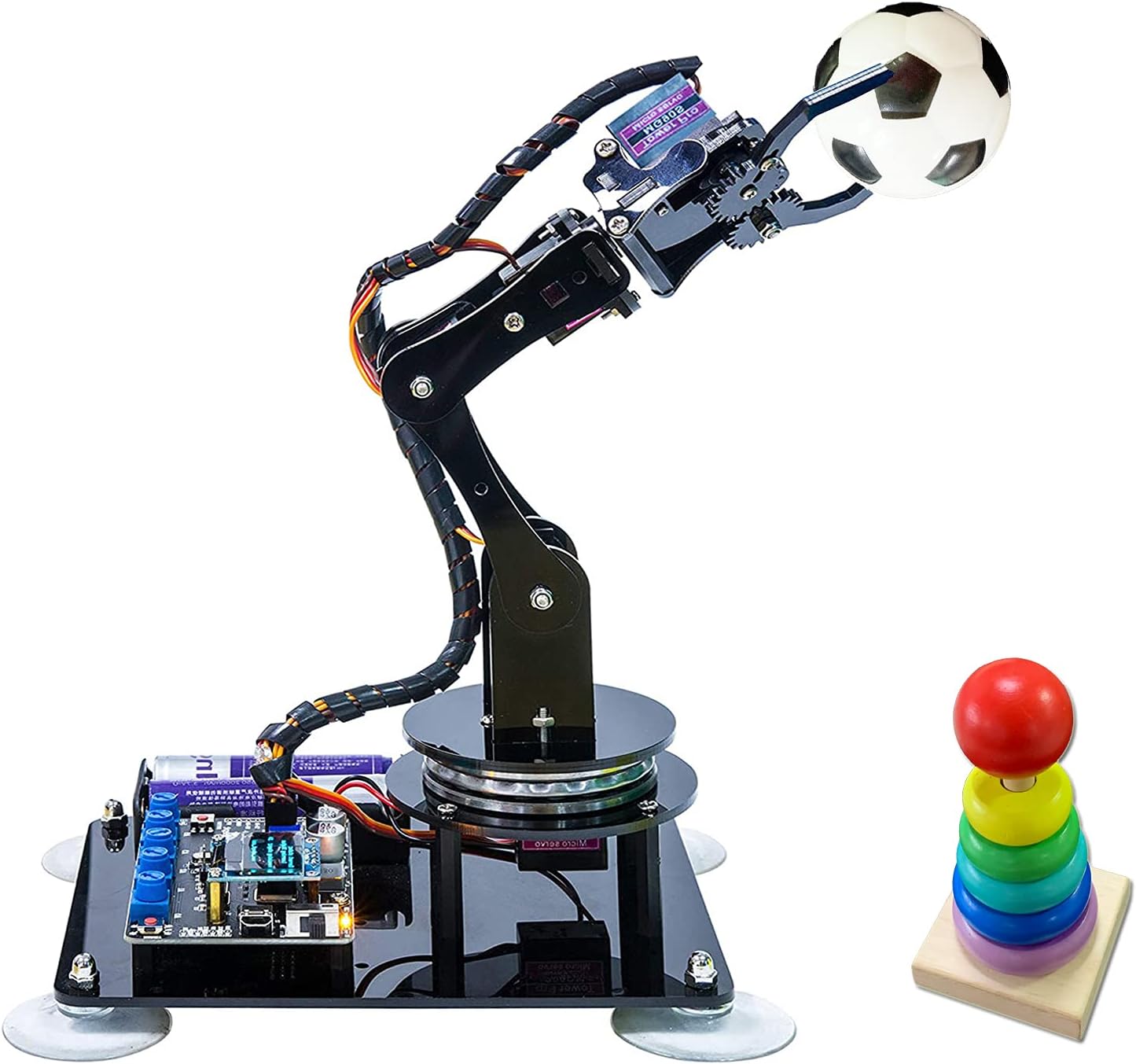 Adeept 5-DOF Robotic Arm Kit 5Axis Programmable Arm Robot DIY Coding STEM Robot Arm Kit with OLED Display Processing Code and Tutorial