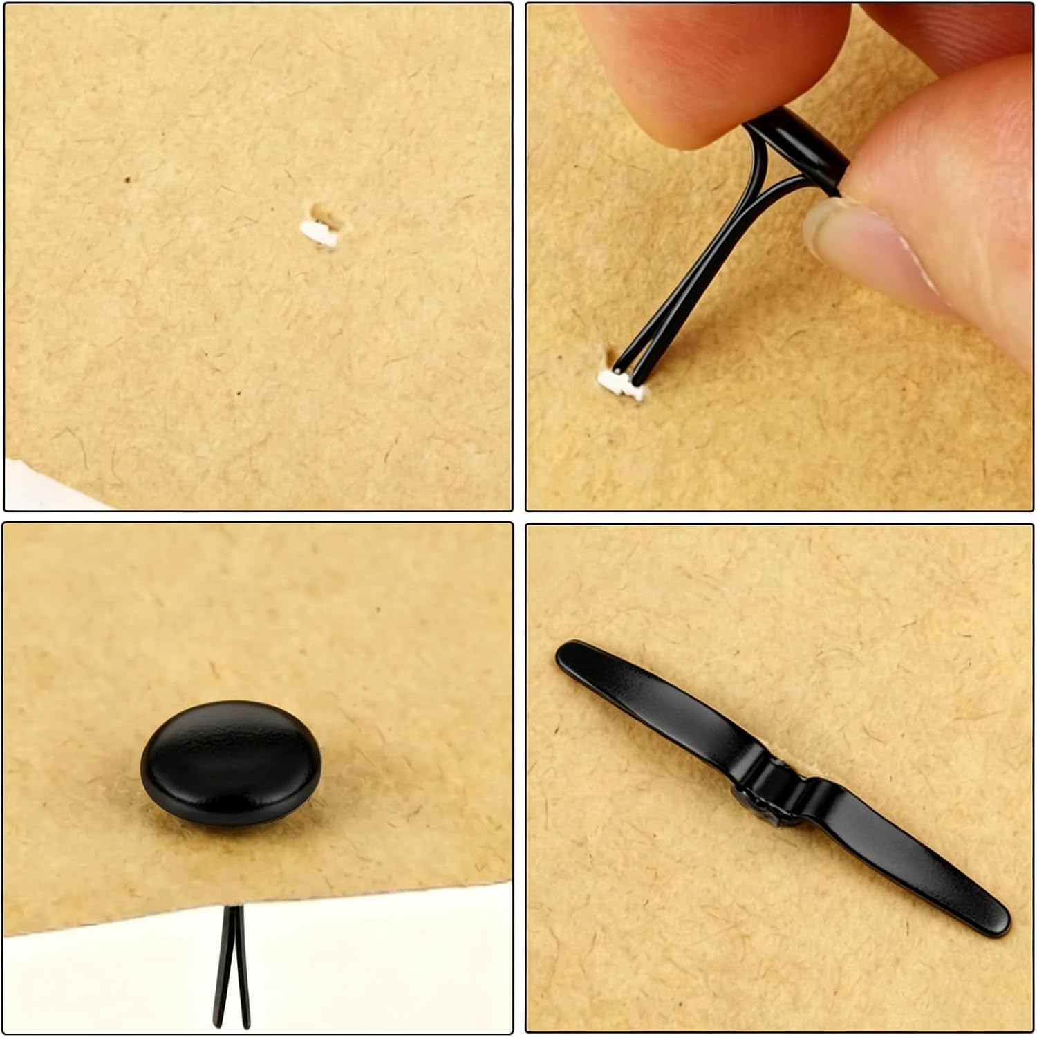 ZOCCVI 100 Pcs Brads Paper Fasteners, Iron, Black, Flat Head image 4