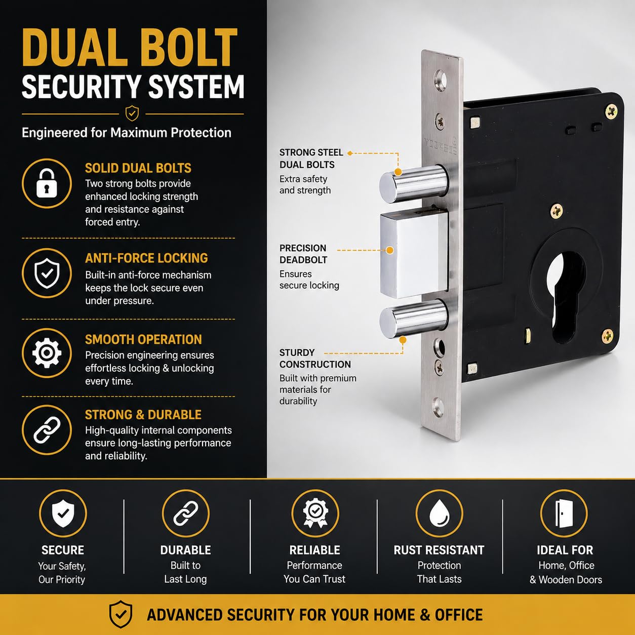 High Security Dead Bolt Lock - Protect Your Home -2