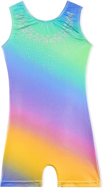 Leotards for Girls Gymnastics Toddler Dance Biketards Mermaid Unicorn Athletic Dance Wear Shiny Rainbow Blue Hotpink
