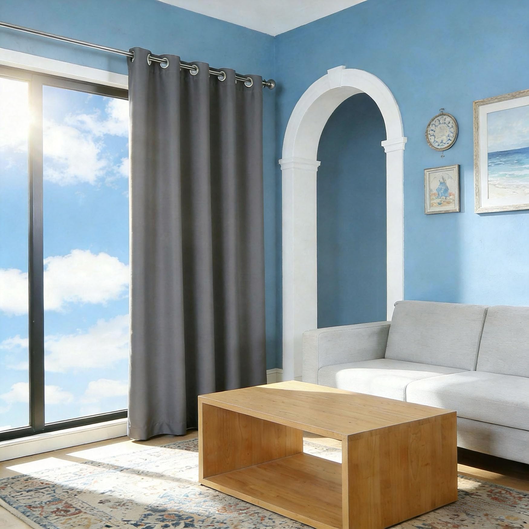 Rideaux opaques 180 x 75 cm au design moderne et finitions haut de gamme gris