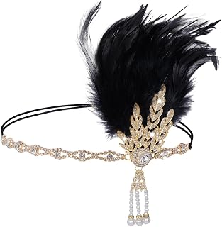 Flapper Headpiece for Women Women – Dress Fascinator with Pearl Tassel for | Flapper Accessories for Costume Cosplay Tea Party Halloween | Wedding Festival Flapper Headpiece for Women Women Dress with