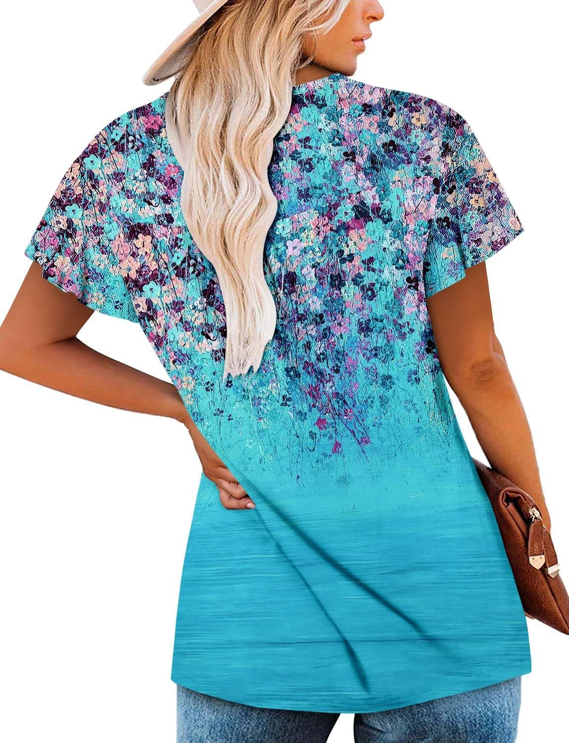 BETTE BOUTIK Women's Summer Tunic Tops Flowy Flare Botton Down Shirts Blouses S-3XL - Image 5