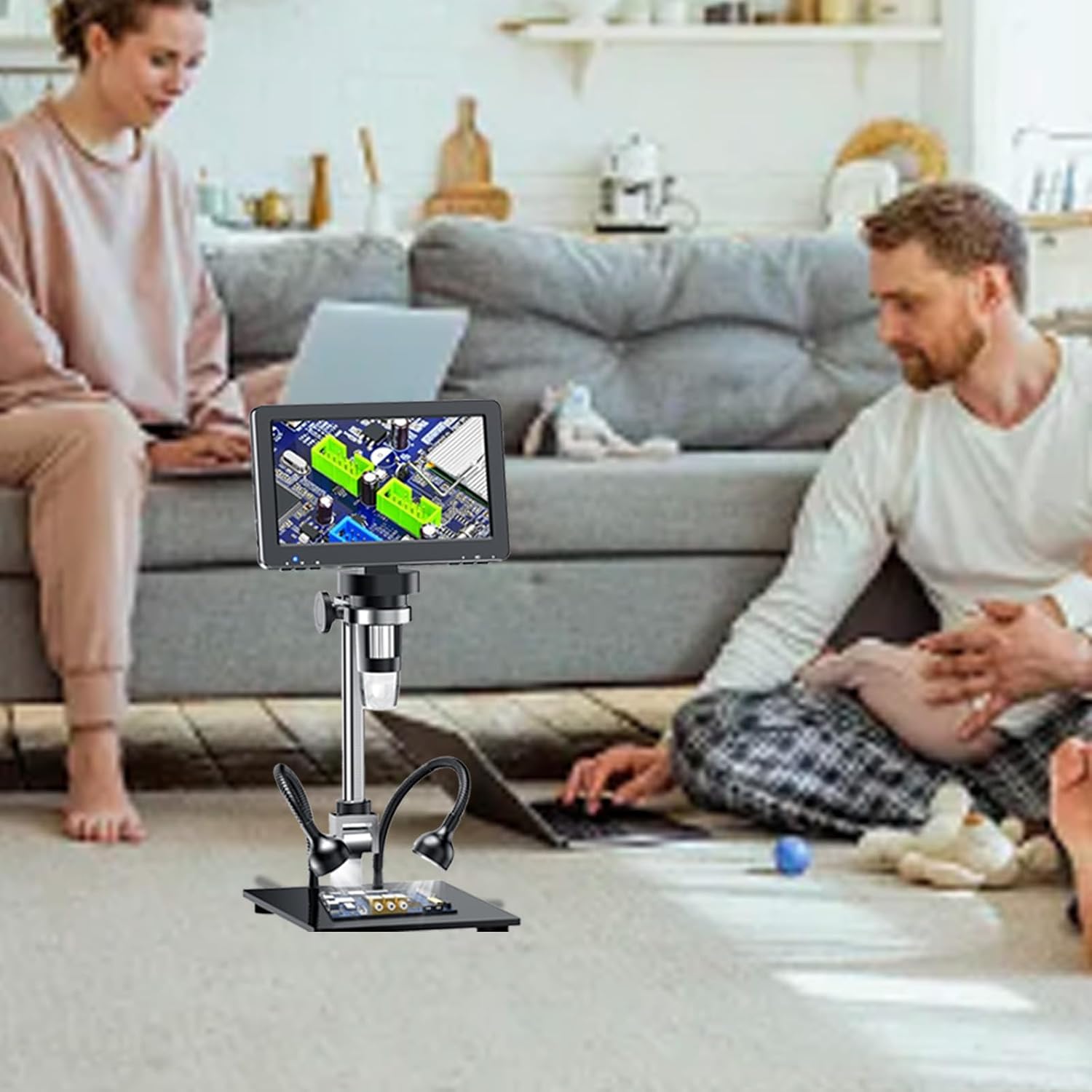 7Inch Digital Microscope 1200X for Classroom Demonstrations and Scientific Experiments with 1080P Resolution Practical Microscope