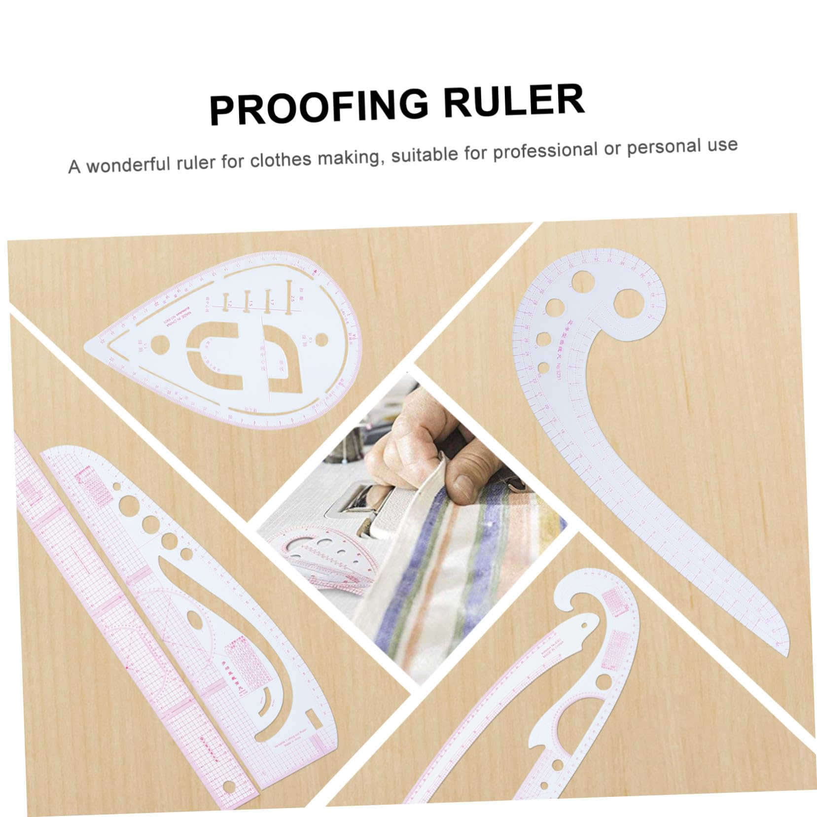 Anneome Regla de Costura Multifuncional de Pet para Corte Preciso y Diseño de Ropa, Set de 6 Piezas para Simplificar Trabajo de Confección en Costura y Patchwork