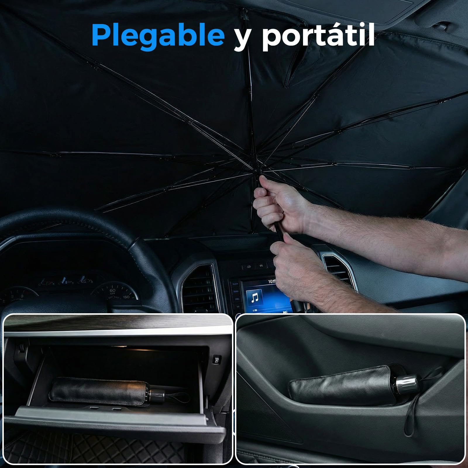 Parasol Coche Delantero, Paraguas Parasol Coche, Parasol Paraguas Coche para La Mayoría De Los Modelos（75cm*135cm）