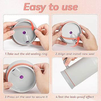 6pcs Gasket Replacement for Owala 40oz Tumbler, Rubber Lid Seal Ring Water Bottle Accessories Replacement Part Compatible with Owala 40oz Stainless Steel Cup (Grapefruit)