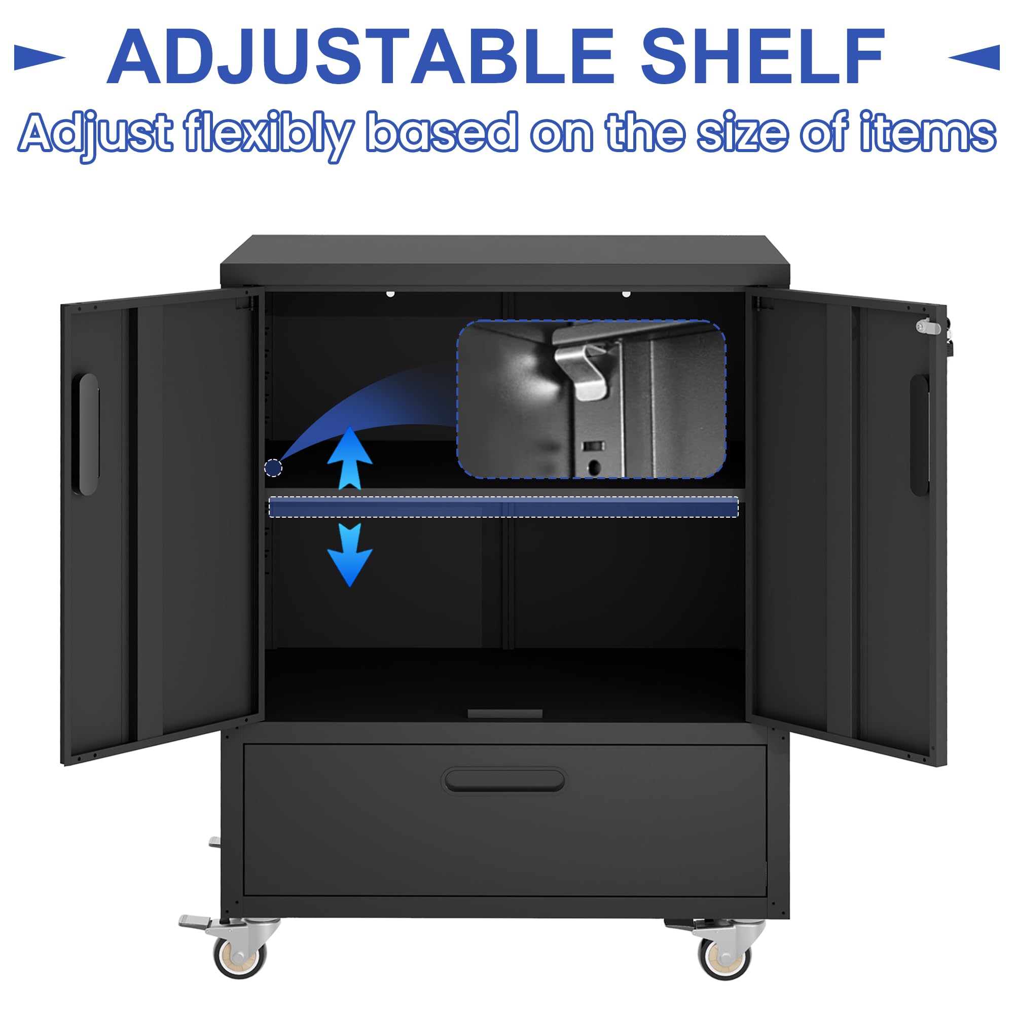 Amazon.co.jp: OPTYMIRA 金属製工具収納キャビネット キャスター付き