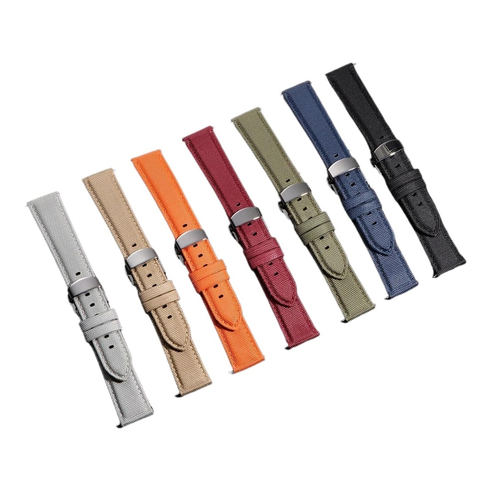 Run Ken Bracelet De Montre Étanche En Nylon Et Cuir, 20 Ou 22 Mm, Avec Fermoir Papillon Ouverture Rapide