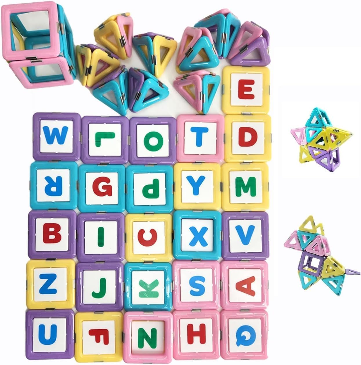 PICCASIO Magnetic Building Tiles Set, Magnetic blocks, Strong 3D Magnet Blocks for Kids, Inspire Creativity and Imagination, Educational STEM Toy (100Pcs)