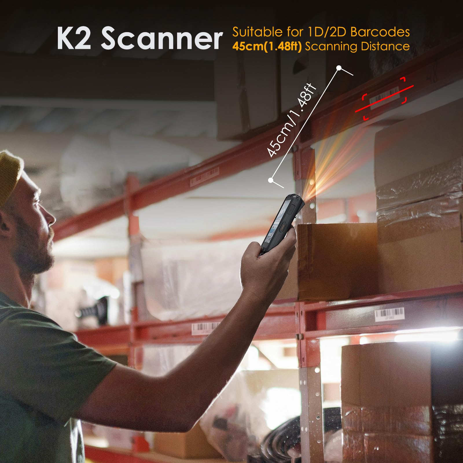 Bisofice K40 PDA Handheld Barcode, Handheld Terminal mit 1D 2D QR Code Scanner, Android 13, unterstützt 4G und Wi-Fi Bluetooth, mit GPS, für Einzelhandel und Lager