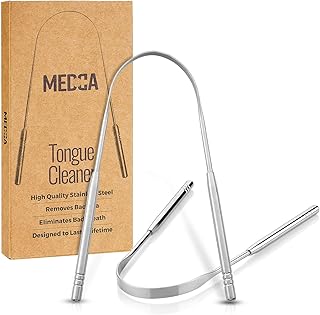 Tongue Scraper - Stainless Steel Tongue Cleaner Brush for Help Getting Rid of Bad Breath and Bacteria | Food Scraper to Keep your Mouth & Teeth Healthy and Clean - Essential Dental Hygiene Kit