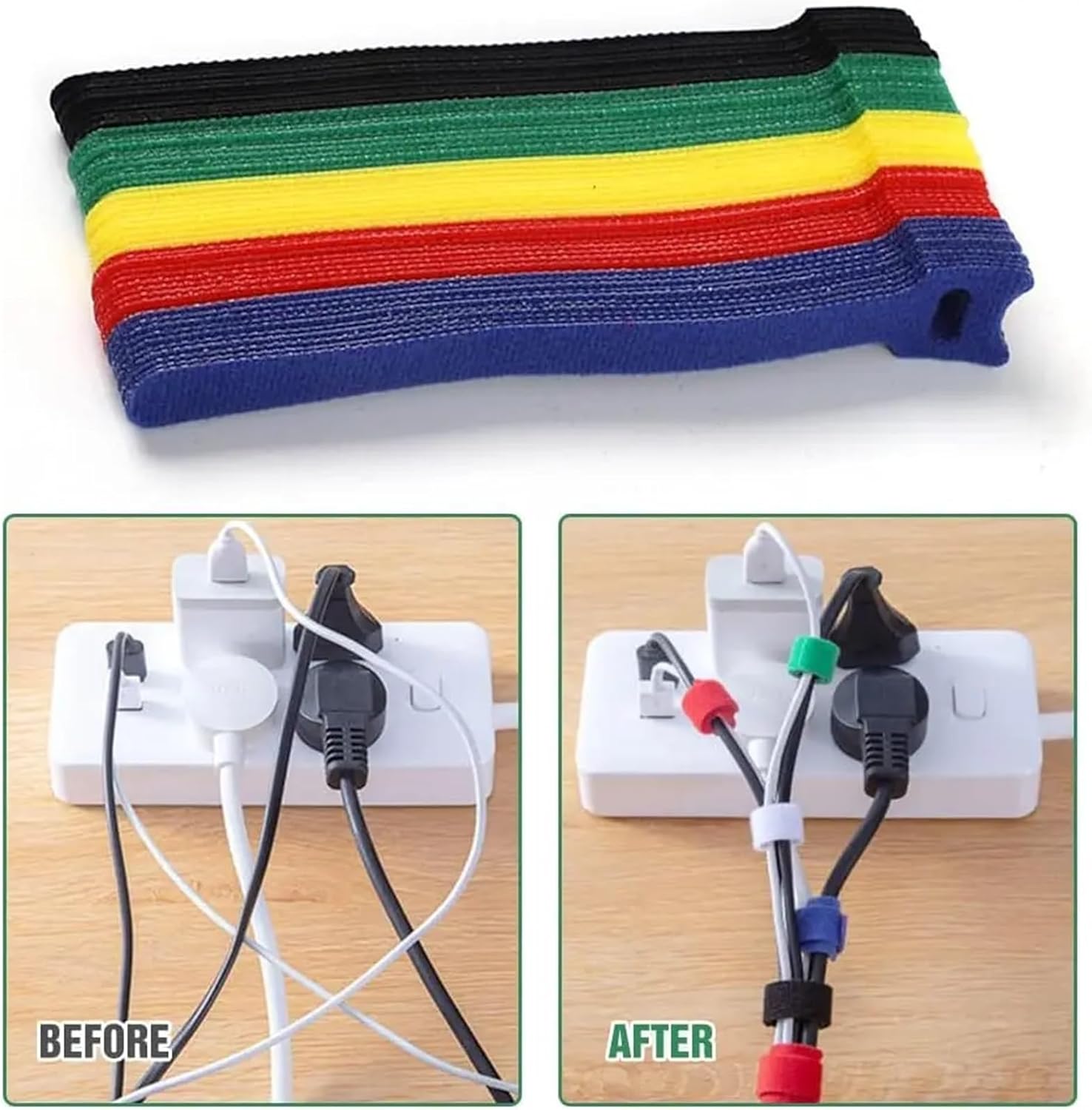 Wire Holders For Cords 200pcs Reusable Fastening Cable Ties Adhesive Fastener Tape Multi-Purpose Length Hook For Cords Organize Wires Appliance Management(Blue)