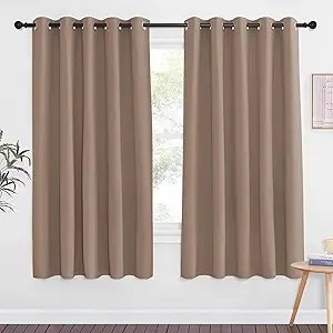NICETOWN Blackout Curtain Drape for Bedroom - Grommet Noise Reducing Thermal Insulated Solid Room Darkening Window Treatment for Flat/Apartment (1 Panel, Cappuccino, 66 x 66 Inch)