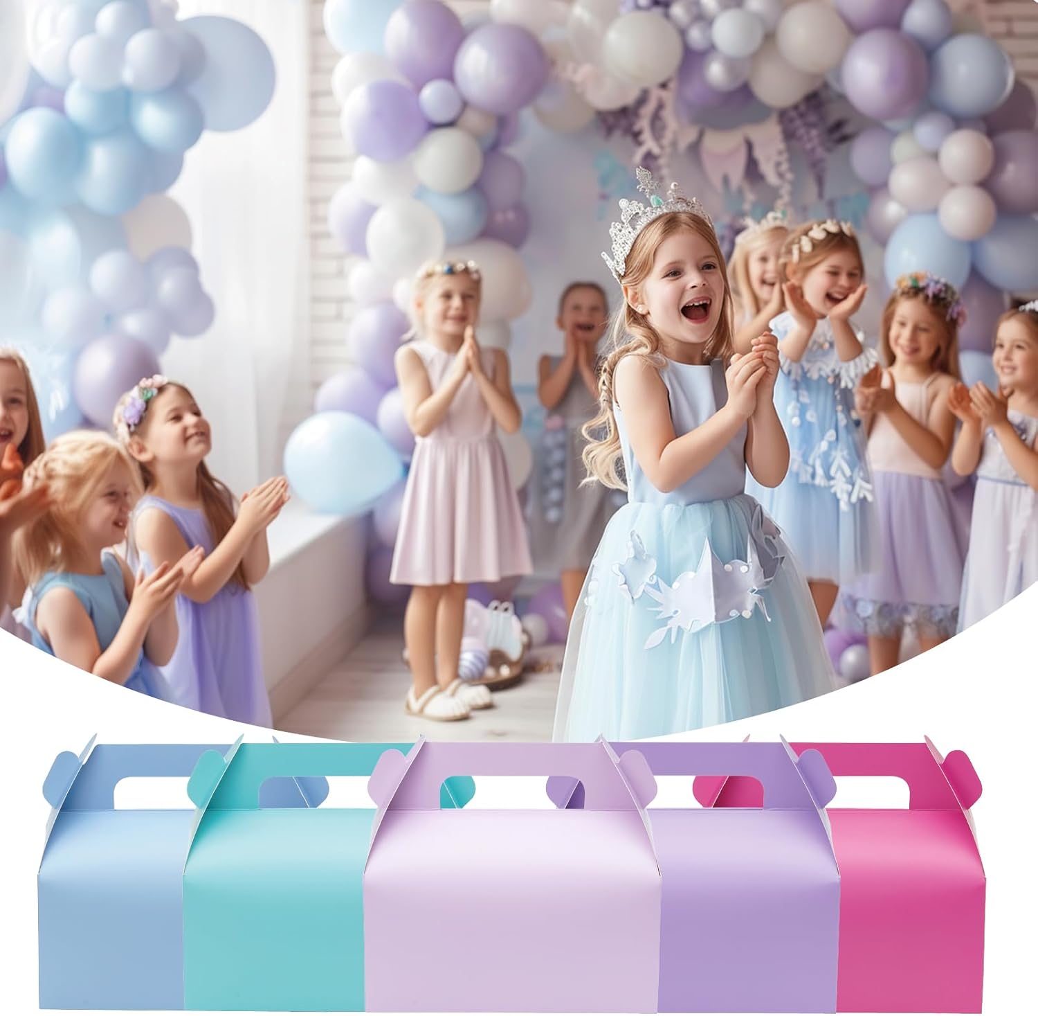 UnicoPak 30 Pack Baby Blue Party Favor Bag Boxes, Gable Gift Boxes for Candies Treats Goodies Cookies, Ideal for Baby Shower, Blue Party Favors, Theme Birthday Party, Valentine's Day, 6.5x3.5x3.5 Inches