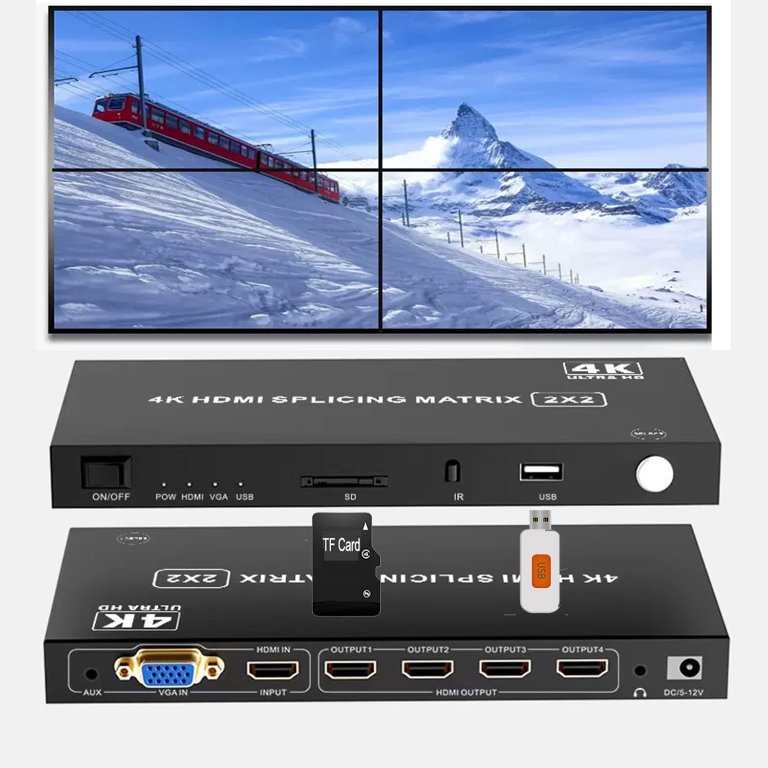 Amazon.com: 4-in4-out Video Wall Controller 2x2, HDMI & VGA & USB & SD ...