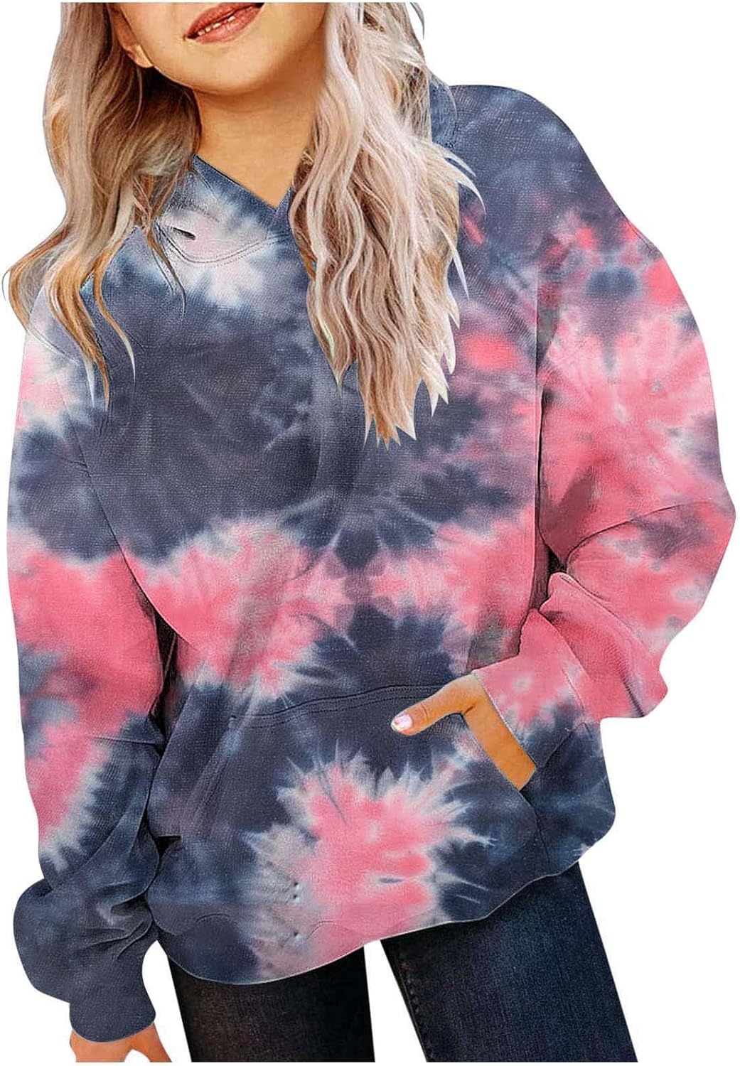 Cute Hoodies for Girls Trendy Oversized Hooded Sweatshirts Gradient Color Preppy Fashion Pullover Tops with Pockets