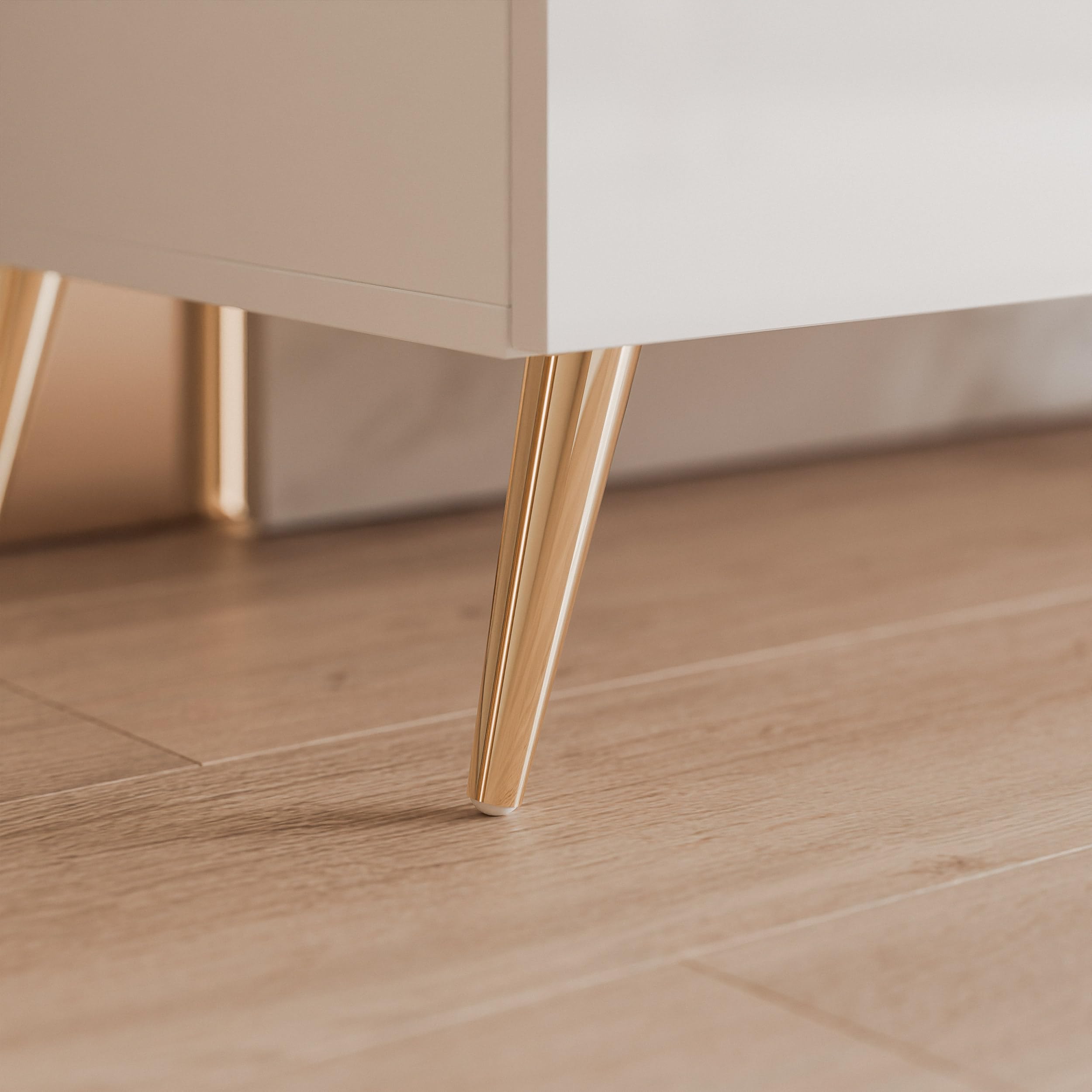 100/200/300 cm TV Lowboard Weiß Hochglanz 300cm mit 6 Praktischen Großen Fächern und LED Beleuchtung - TV Lowboard Stehend Passend Für Stilvolle Wohnräume