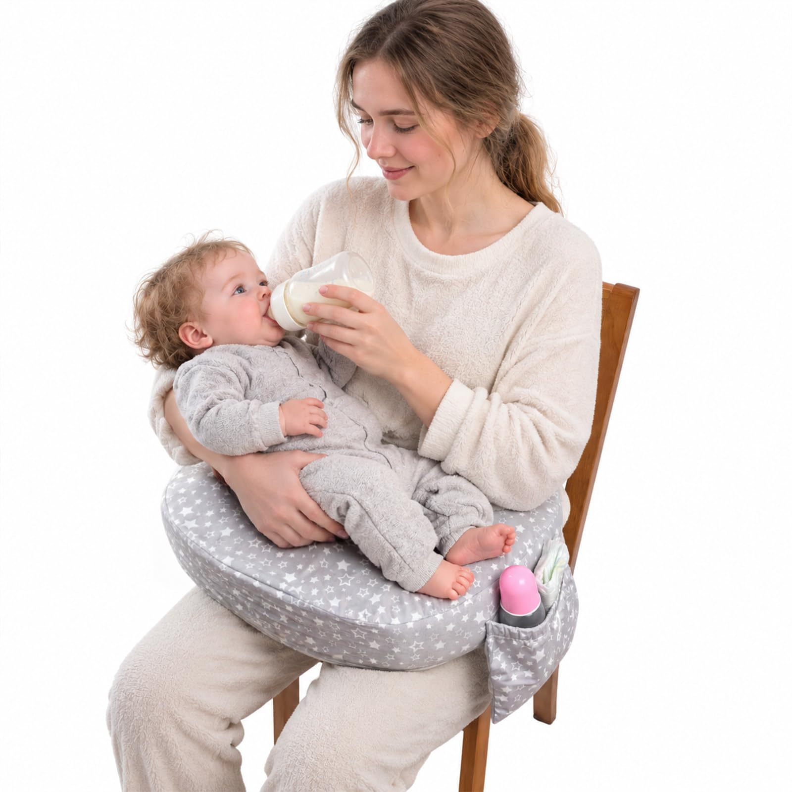 Nursing Pillow for Breastfeeding Baby, Firm 40D Foam, Back Support & Strap