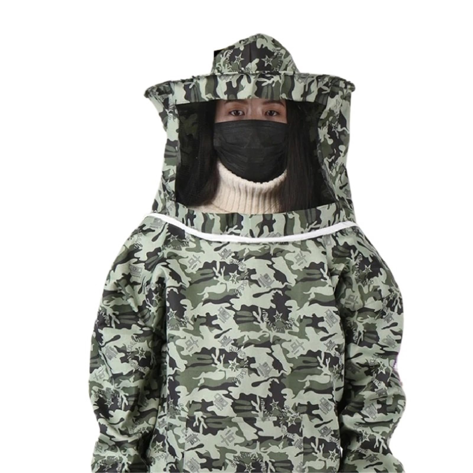 Traje de apicultura plegable, chaqueta y velo, traje protector de apicultura con doble cremallera, ropa de apicultor con sombrero(Bright green)