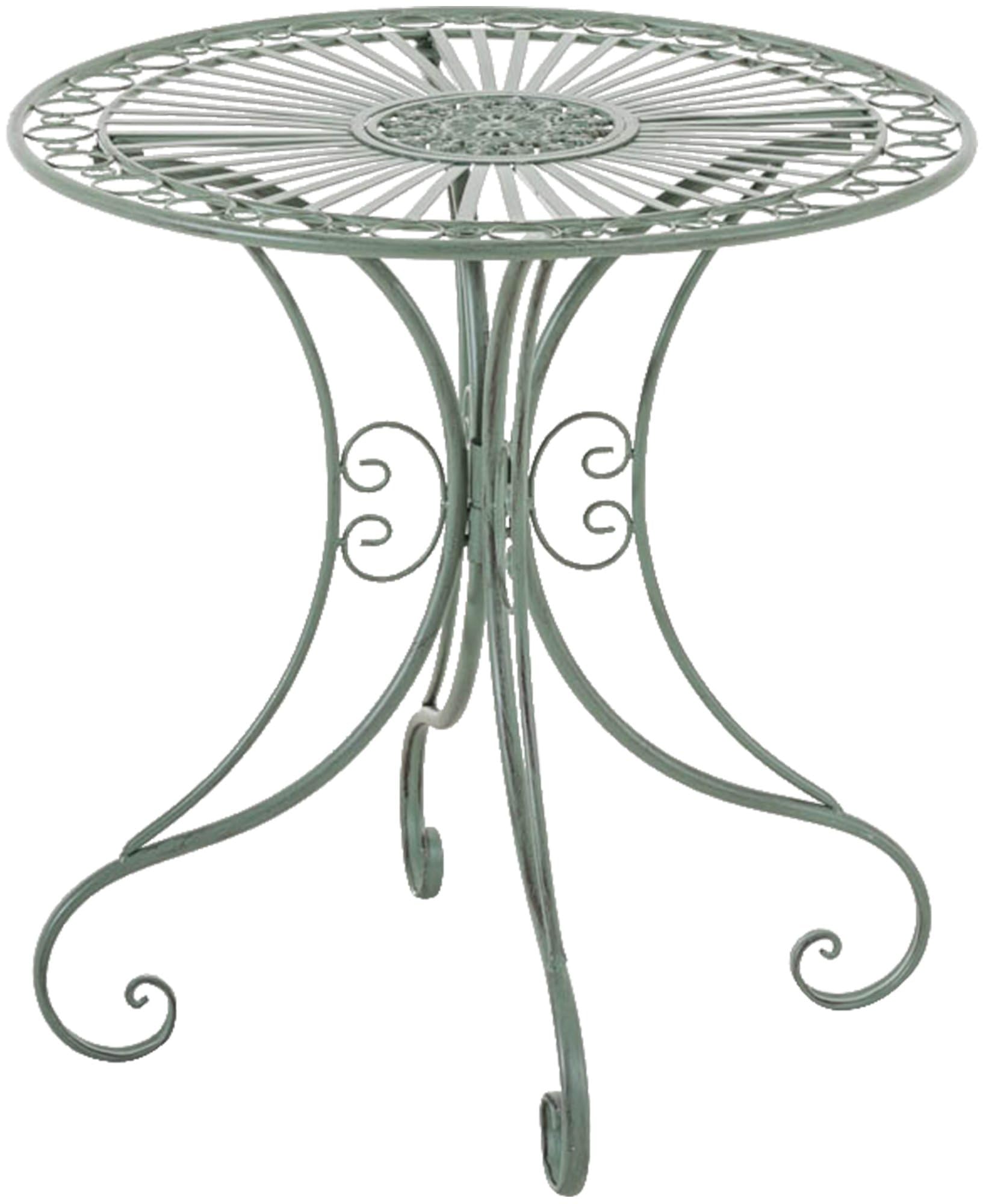 CLP Tavolino in Ferro Giardino Hari I Tavolino Tondo Outdoor Stile Rustico I Tavolino Salotto Design, Colore:Antico-Verde