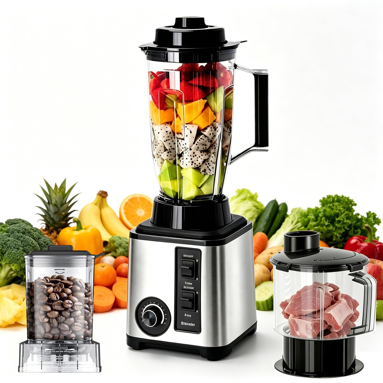 8-in-1 Standmixer Küchenmaschine Kombiniert Blender Zerkleinerer Mühle