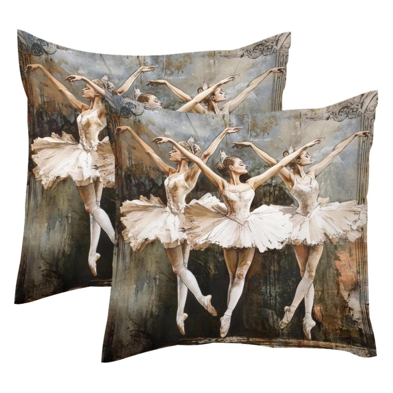 Housse de coussin velours motif ballet 50x50cm style chic